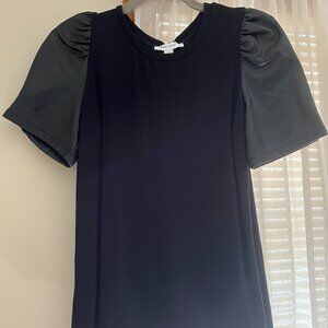 Nine West Black Top with Faux Leather Sleeves